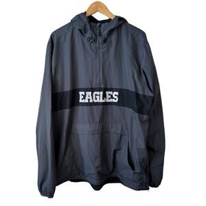 Port Authority Mens EAGLES Half Zip Windbreaker Anorak Jacket Gray Black Size XL